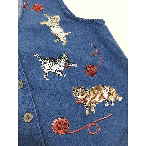 レディース 古着 BLAIR 猫 ねこちゃん アニマル プリント