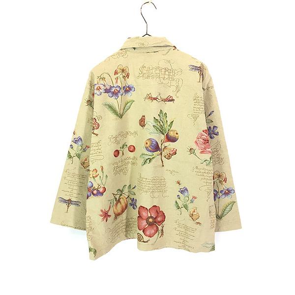 レディース 古着 90s USA製 Garden Gear 果実 昆虫 花 総柄 コットン
