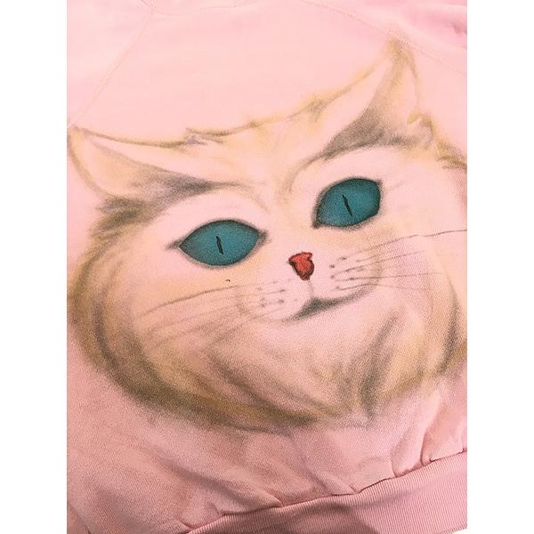 レディース 古着 80s 猫 ネコちゃん アニマル フェイス プリント