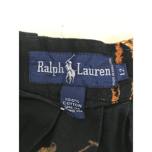 レディース 古着 90s RalphLauren 馬 乗馬 ポロ競技 総柄 コットン 