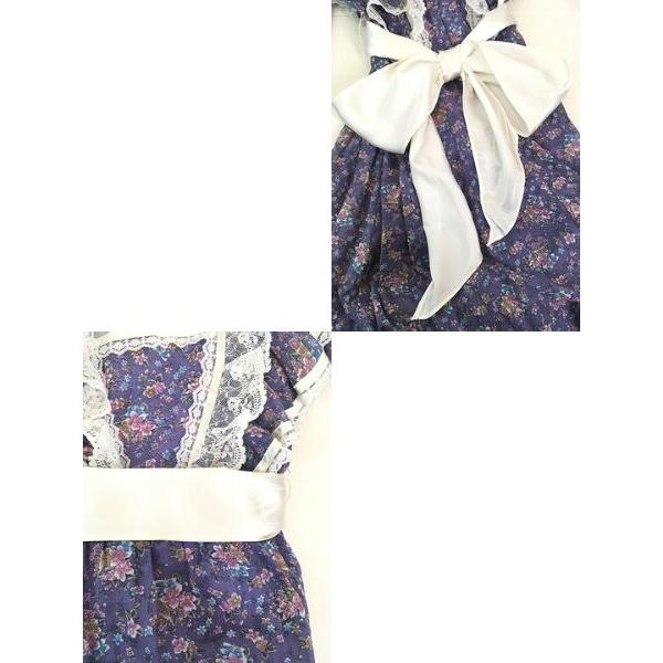 GUNNE SAX 小花柄フリルレースロングスリーブストライプフレア