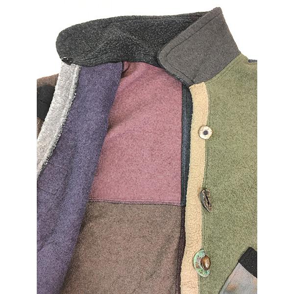 レディース 古着 90s Lee Andersen カラフル パッチワーク ボア襟 フリース ジャケット M 古着 レディース 古着 90s Lee Andersen カラフル パッチワーク ボア襟