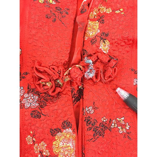 レディース 古着 70s 牡丹牌 花 刺しゅう パデッド 光沢 サテン