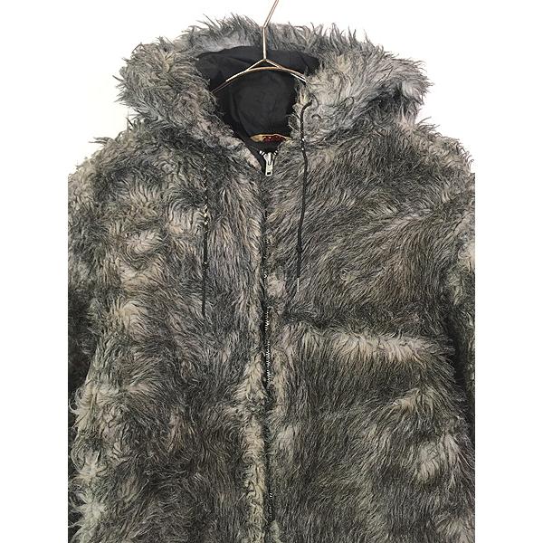 レディース 古着 60s VALOR 2tone MIX フェイク ファー フーディー