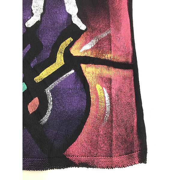 レディース 古着 90s USA製 KOLORWAY 「JAZZ」 ジャズバンド ハンドペイント アート コットン ニット セーター XL位 古着 レディース 古着 90s USA製 KOLORWAY 「JAZZ」 ジャズバンド ハンド