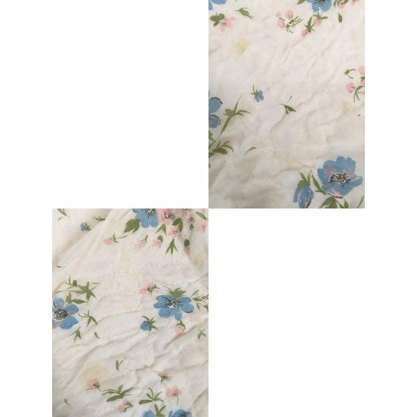 レディース 古着 70s Lisanne 花 フラワー 総柄 レース フリル 丸襟