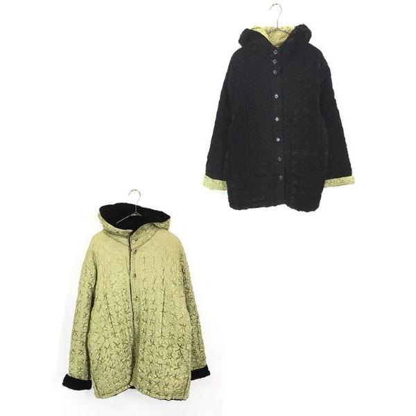 レディース 古着 90s UBU スクエア シャーリング デザイン 中綿 パデッド リバーシブル ベロア ジャケット M 古着 レディース 古着 90s UBU スクエア シャーリング デザイン 中綿