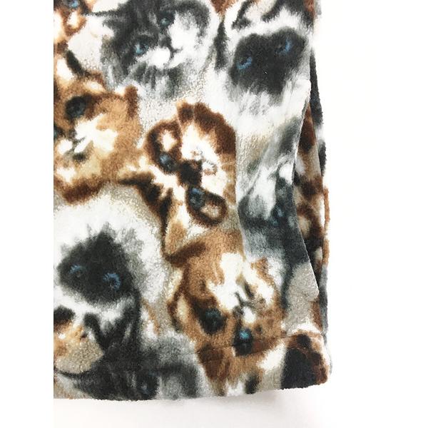 レディース 古着 bonnie evans 猫 ねこちゃん アニマル 総柄 フリース