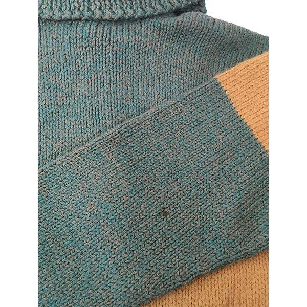 レディース 古着 70s 2color MIX ライン デザイン 襟付き ニット