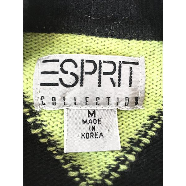 レディース 古着 90s ESPRIT カラフル ダイヤ 菱形 ハイネック ウール 