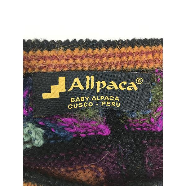 レディース 古着 Allpaca カラフル 幾何学 マルチパターン アルパカ