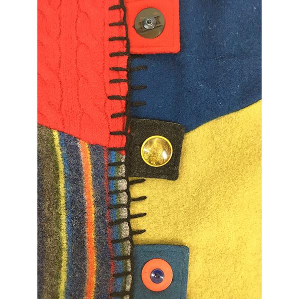 レディース 古着 80s USA製 baabaazuzu カラフル マルチパターン パッチワーク ウール ジャケット M 古着 レディース 古着 80s USA製 baabaazuzu カラフル マルチパターン