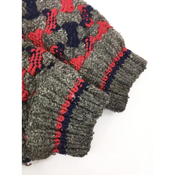 レディース 古着 90s エクアドル製 骨格子 ボーン チェック ヘビー ウール ニット カーディガン M位 古着 レディース 古着 90s エクアドル製 骨格子 ボーン チェック ヘビー