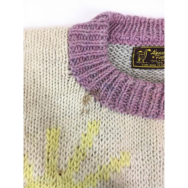 【VINTAGE】USA IMPORT KNIT レトロ 古着女子 レディース 古着 90s Talbots いちご フルーツ 総柄 リネン コットン
