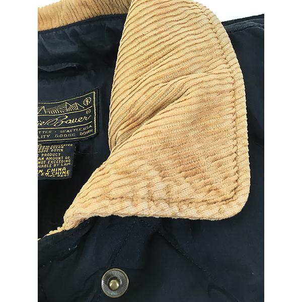 レディース 古着 80s Eddie Bauer 襟コーデュロイ キルティング ダウン