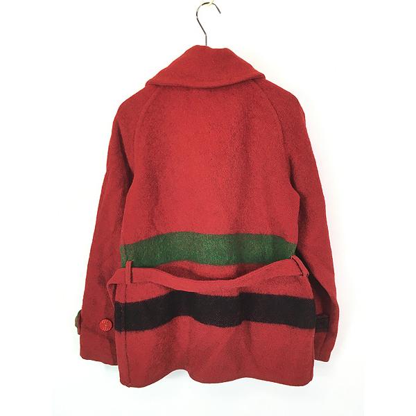 レディース 古着 40s ボーダー BIG 2wayカラー ウール ジャケット L位