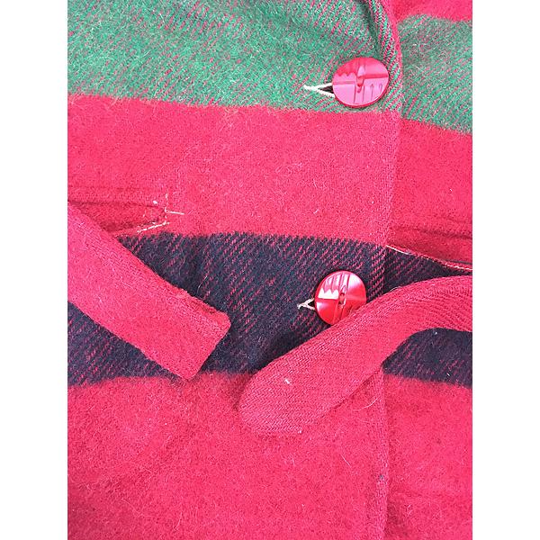 レディース 古着 40s ボーダー BIG 2wayカラー ウール ジャケット L位