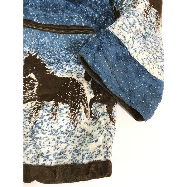 古着 90s NORDIC LIGHTS 本革 スエード レザー × 馬 総柄 フリース