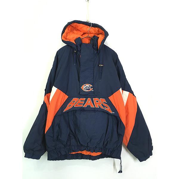 古着 90s STARTER NFL Chicago Bears ベアーズ ハーフジップ パデット ジャケット パーカー XL 古着 古着 90s STARTER NFL Chicago Bears ベアーズ ハーフジップ パデット