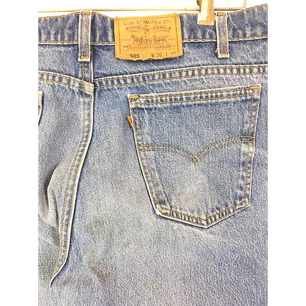 古着 90s USA製 Levi's 505-0215 リペア 濃紺 ブルー デニム パンツ