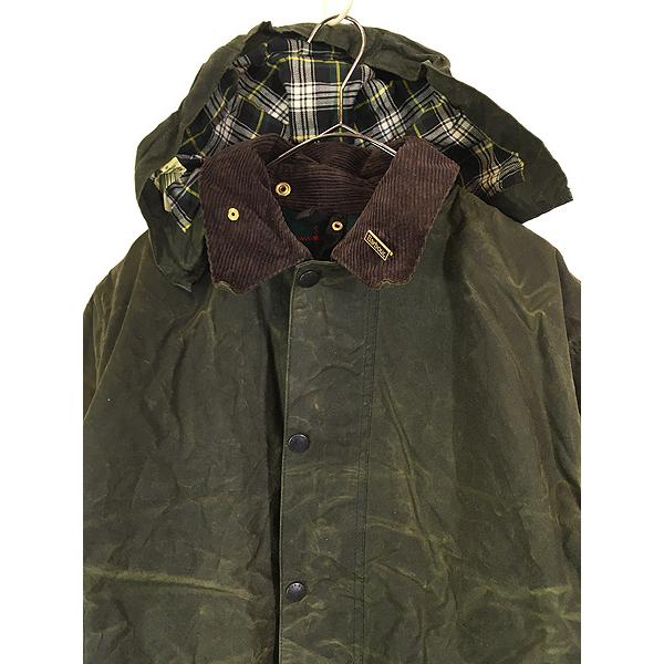 古着 90s 英国製 Barbour 日本未発売 「NORTHUMBRIA」 防寒 8oz オイルド ワックス コート オリーブ フード付 C42 古着 90s 英国製 Barbour 日本未発売 「NORTHUMBRIA」 防寒 8oz