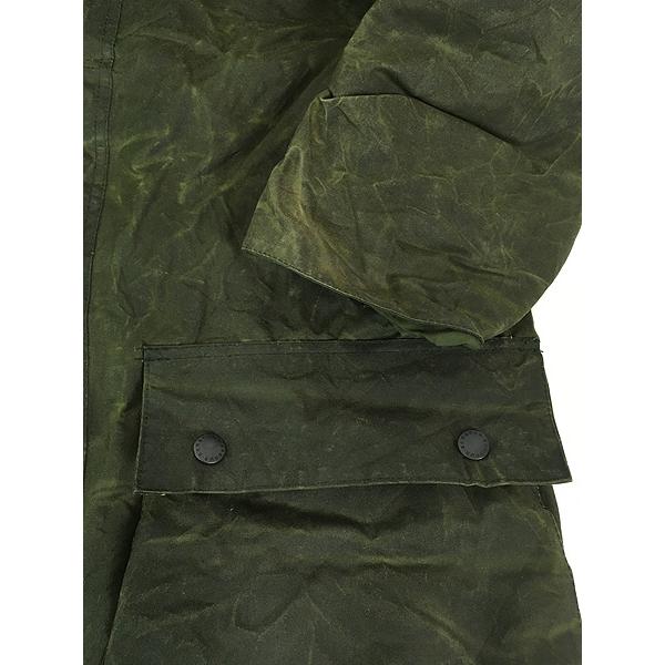 古着 90s 英国製 Barbour 日本未発売 「NORTHUMBRIA」 防寒 8oz オイルド ワックス コート オリーブ フード付 C42 古着 90s 英国製 Barbour 日本未発売 「NORTHUMBRIA」 防寒 8oz