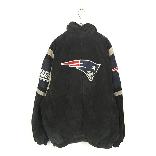 【NFL PATRIOTS / ペイトリオッツ】レザージャケット 古着 NFL New England Patriots ペイトリオッツ 本革 オール スエード