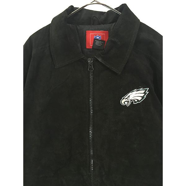古着 Philadelphia Eagles イーグルス 本革 スエード レザー パデット