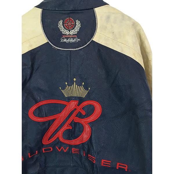 古着 CHASE 「Budweiser」 企業 刺しゅう レーシング 本革 レザー