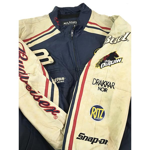 古着 CHASE 「Budweiser」 企業 刺しゅう レーシング 本革 レザー