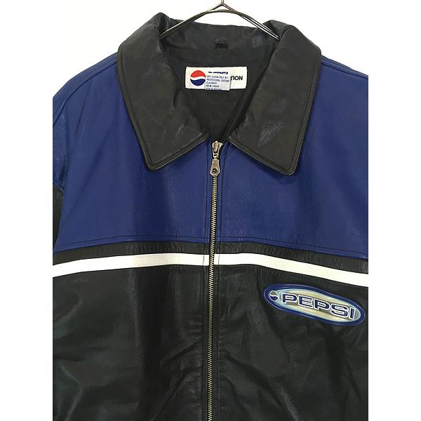 古着 PEPSI ペプシ コーラ 企業 本革 カウ レザー エナメル パッチ