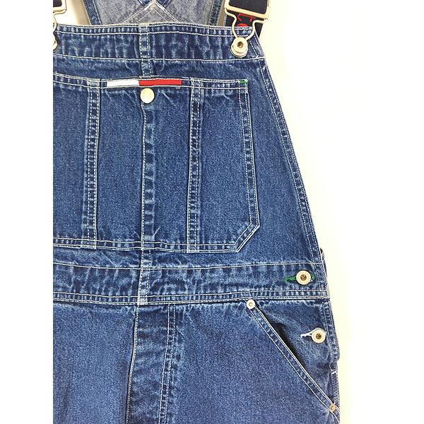 古着 90s  JEANS フラッグ ロゴ パッチ デニム オーバーオール S 古着 古着 90s TOMMY JEANS フラッグ ロゴ パッチ デニム オーバーオール S