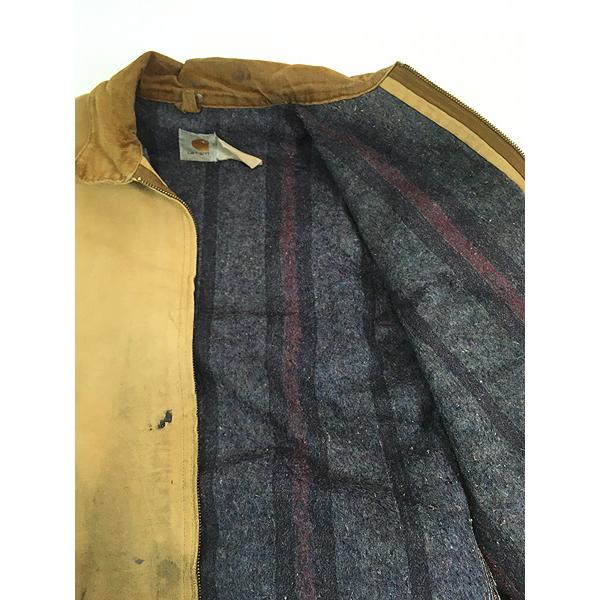 古着 90s Carhartt 裏地 ストライプ ブランケット ブラウン ダック