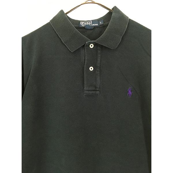 古着 Polo Ralph Lauren ワンポイント ソリッド 長袖 ポロ シャツ ロンポロ 黒 L 古着｜dracaena｜02