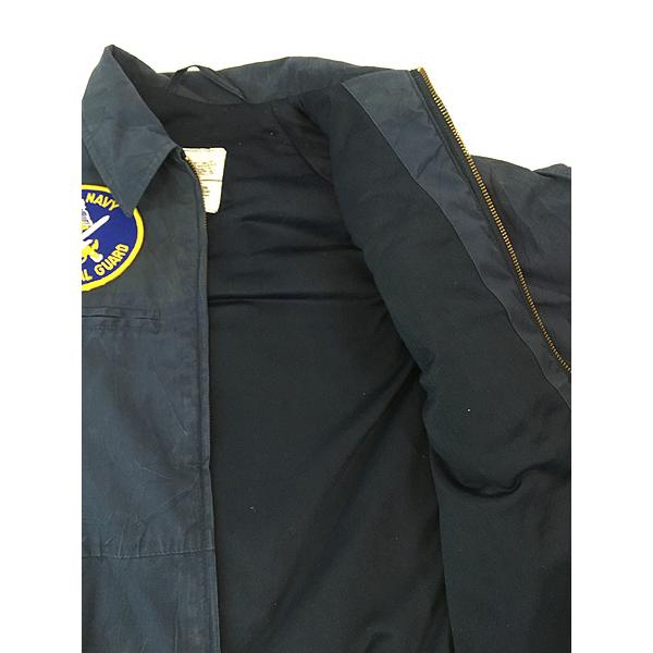 古着 80s 米軍 USNCG 「THOR」 ステンシル ミリタリー ネイビー ユーティリティー ジャケット L位 古着 80s 米軍 USNCG 「THOR」 ステンシル ミリタリー ネイビー