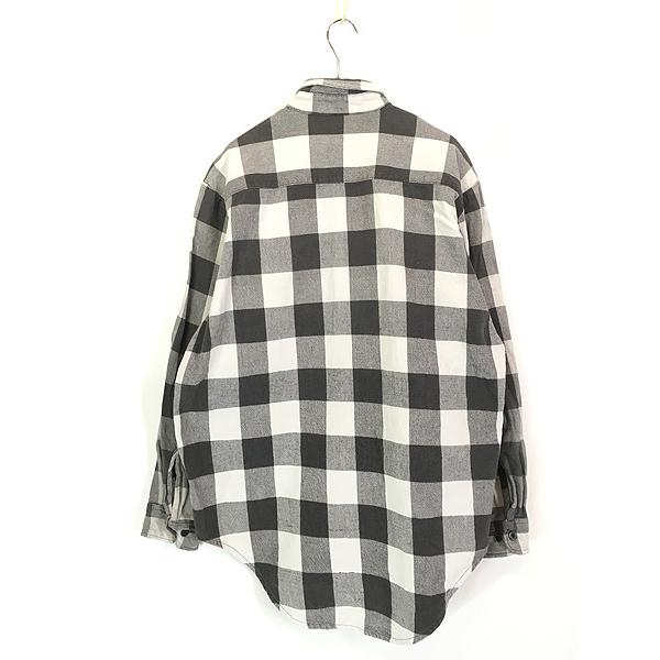 古着 80s Dickies 黒白 モノトーン ブロック チェック ヘビー フランネル シャツ ヘビネル XL Tall 古着 80s Dickies 黒白 モノトーン ブロック チェック ヘビー