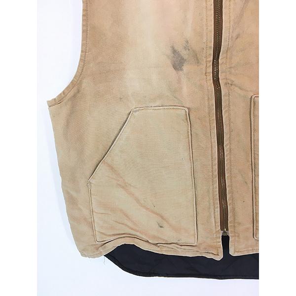 古着 Carhartt ブラウン ダック 首リブ パデット ベスト XL : 古着屋