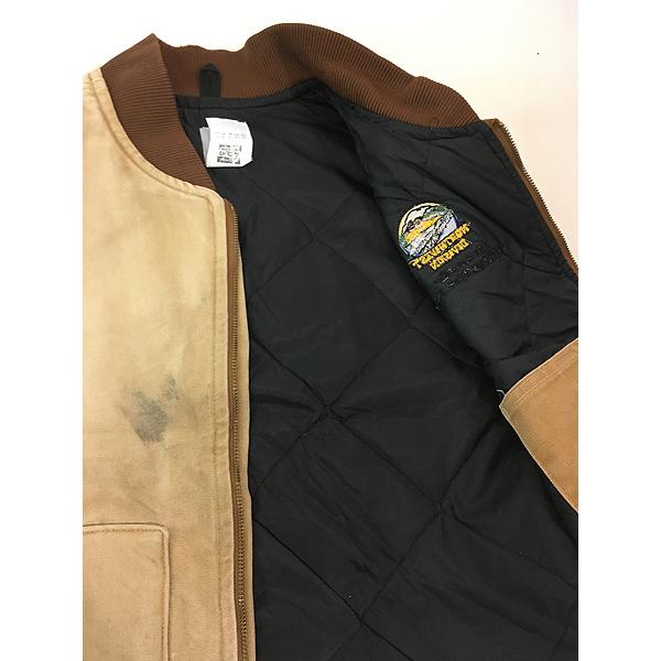 古着 Carhartt ブラウン ダック 首リブ パデット ベスト XL : 古着屋