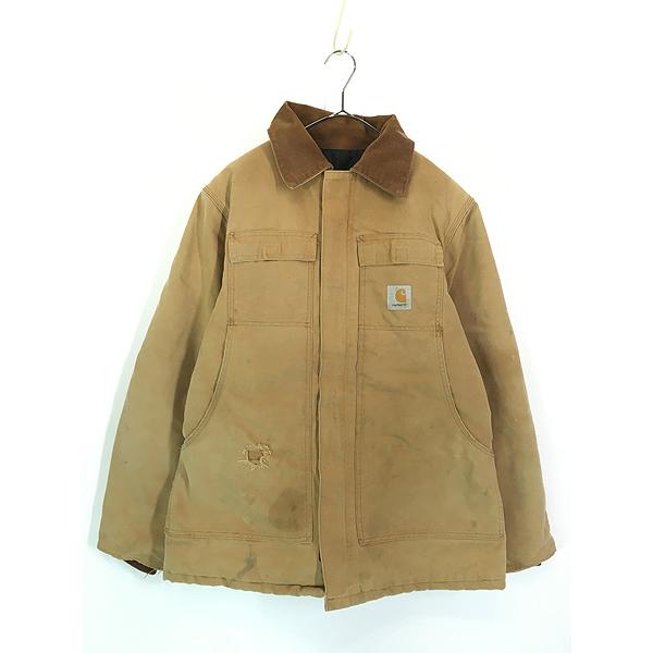 古着 Carhartt ブラウン ダック パデット トラディショナル コート L位