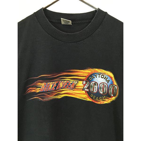 古着 90s USA製 DAYRONA BEACH 2000 BIKE WEEK ファイヤー パターン