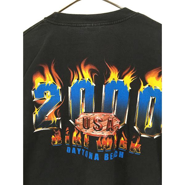 古着 90s USA製 DAYRONA BEACH 2000 BIKE WEEK ファイヤー パターン