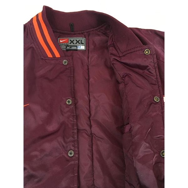 古着 NIKE 「VIRGINIA TECH」 光沢 サテン パデット スタジャン ジャケット XXL 古着 古着 NIKE 「VIRGINIA TECH」 光沢 サテン パデット スタジャン