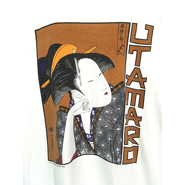 古着 80s USA製 UTAMARO 喜多川 歌麿 浮世絵 アート ルーズネック T