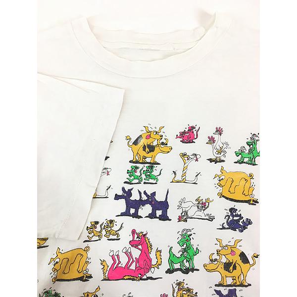 古着 90s カラフル マルチ アニマル 48手 エロ Tシャツ XL位 : 古着屋