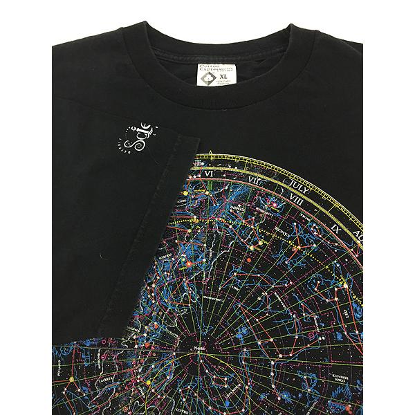 90s 博物館tシャツ 宇宙t 星座t フェード USA製 スーベニアt 希少品スミソニアン航空宇宙博物館 星座柄 プリントTシャツ USA