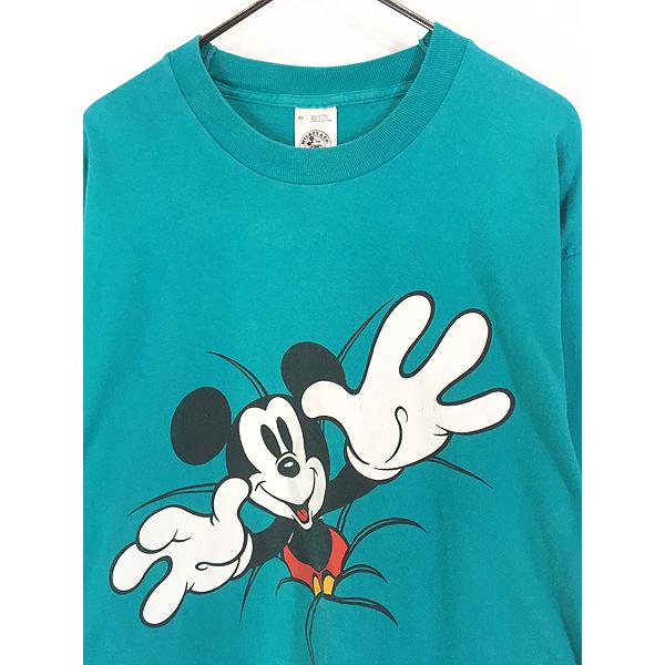 古着 90s USA製 Mickey 飛び出す ミッキー だまし絵 Tシャツ XL : 古着