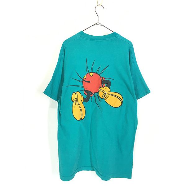 古着 90s USA製 Mickey 飛び出す ミッキー だまし絵 Tシャツ XL : 古着