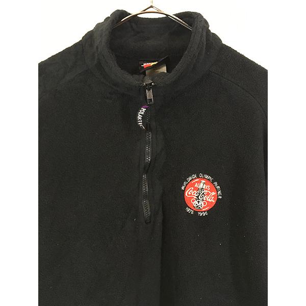 古着 90s USA製 Coca-Cola コーラ 企業 ロゴ 刺しゅう ハーフジップ