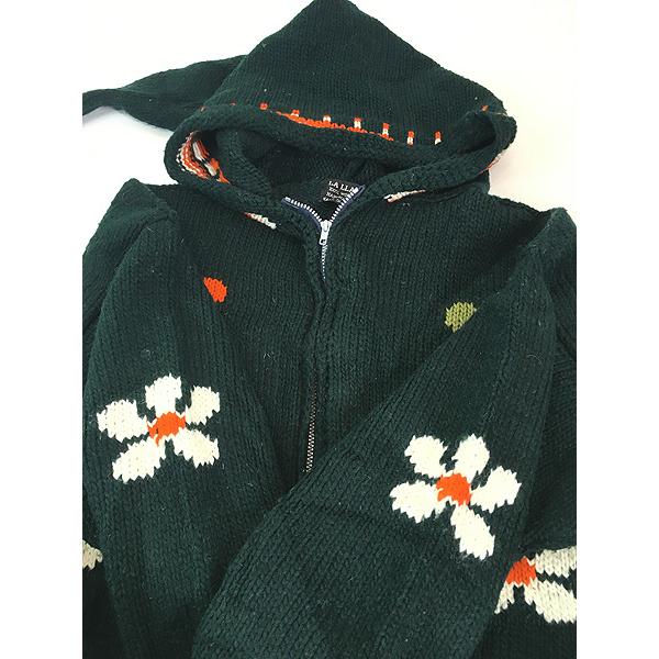 古着 80s エクアドル製 LA LLAMA フラワー デイジー モチーフ ヘビー