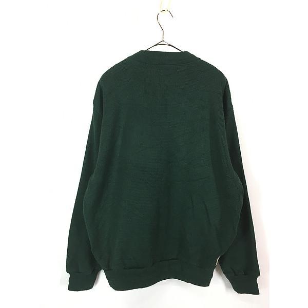 古着 90s TRUTUS 本革 レザー 丸 三角 四角 くり抜き アート アクリル ニット セーター L 古着 古着 90s TRUTUS 本革 レザー 丸 三角 四角 くり抜き アート アクリル